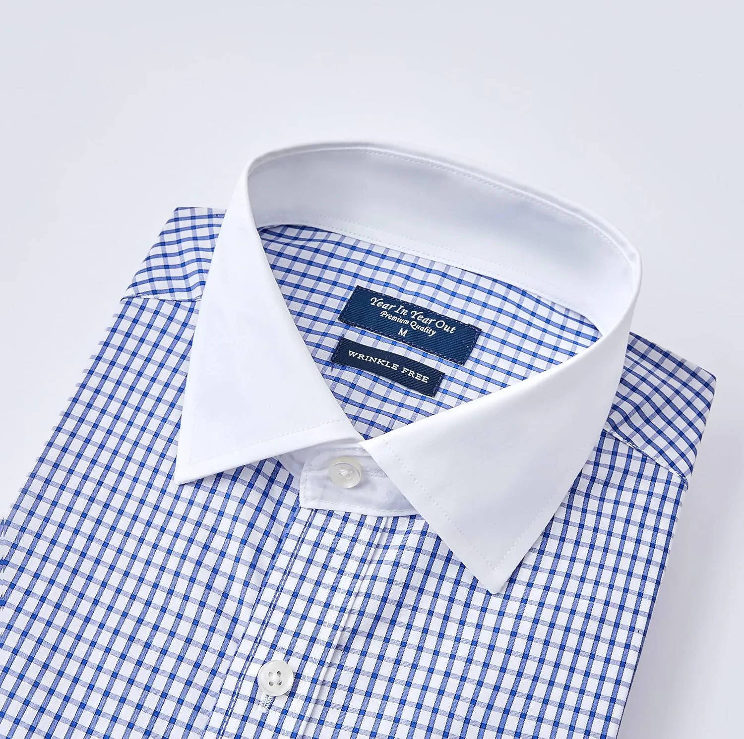 Year In Year Out French Cuff Wrinkle Free Dress Shirt for Men Regular Fit Long Sleeve Wrinkle Resistant Shirt