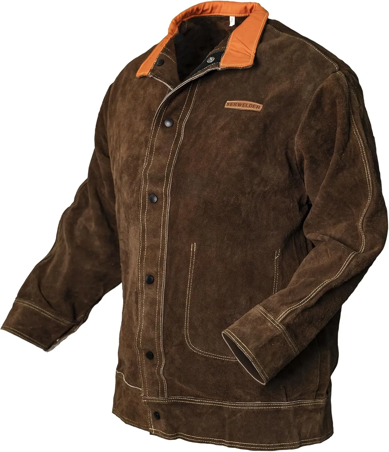 YESWELDER Leather Welding Jacket for Men Women, Heavy Duty welder jacket, Heat Flame Resistant Welding Coat