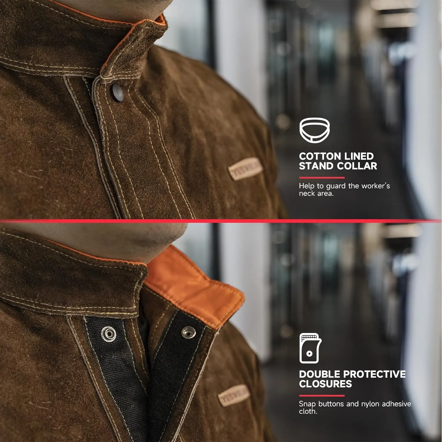 YESWELDER Leather Welding Jacket for Men Women, Heavy Duty welder jacket, Heat Flame Resistant Welding Coat